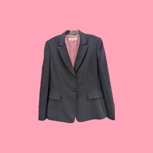 Tahari Gray w/pink Pinstriped Jacket Size 14 GUC
